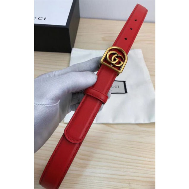 Gucci GG Semi-Circle Buckle Belt 25mm Width Red 2017