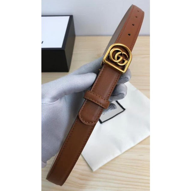 Gucci GG Semi-Circle Buckle Belt 25mm Width Brown 2017