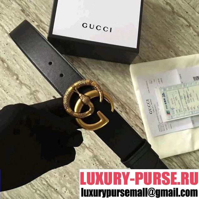 Gucci Leather Belt With Double G Buckle With Snake Black 2017 (SLP-7052721 )