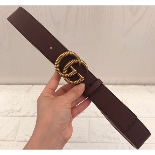 Gucci Width 4cm Leather Belt Brown with Torchon Double G Buckle