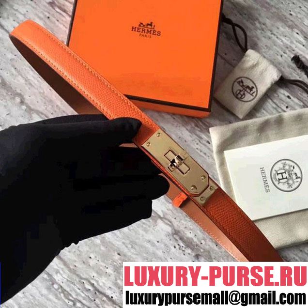 Hermes Kelly Bukle Sliding Belt In Orange Epsom Calfskin 2017 (Gold Metal) (SLP-7051930 )