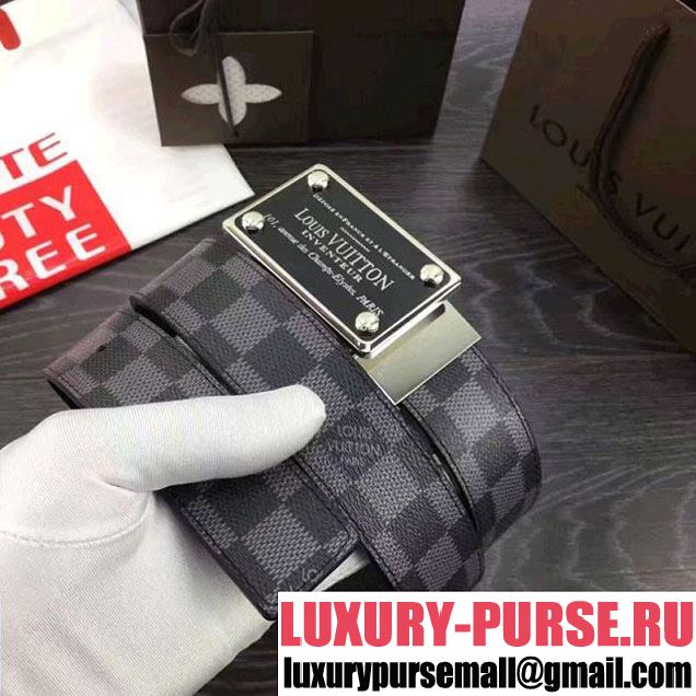 Louis Vuitton Width 3.5cm Damier Leather Belt Black 2017 18 (99-7031348 )