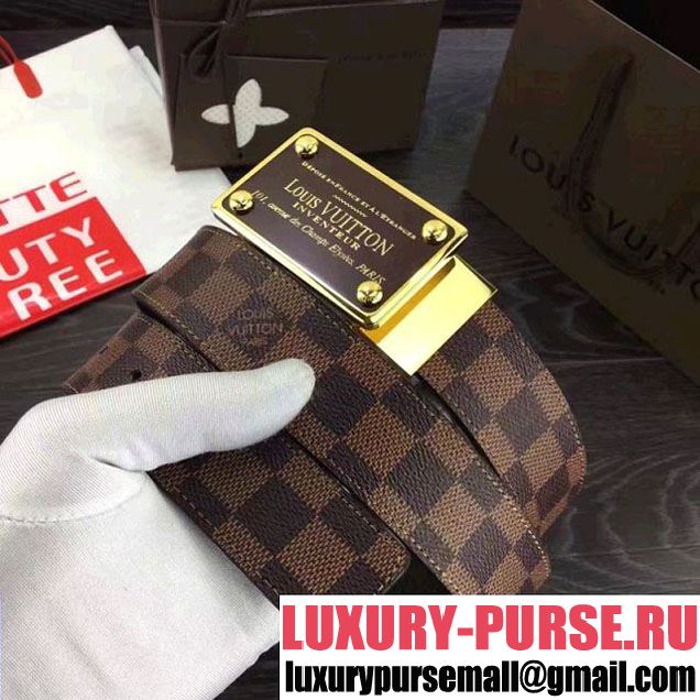 Louis Vuitton Width 3.5cm Damier Leather Belt Brown 2017 17 (99-7031347 )