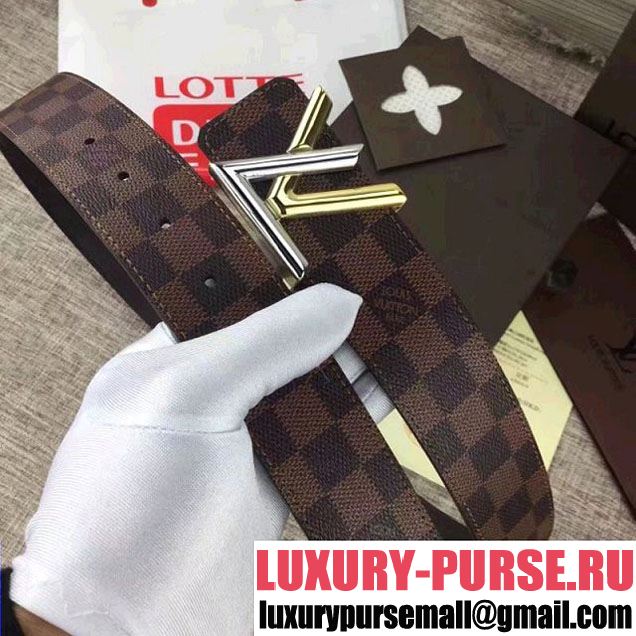 Louis Vuitton Width 4cm Damier Leather Belt Brown 2017 09 (99-7031339 )