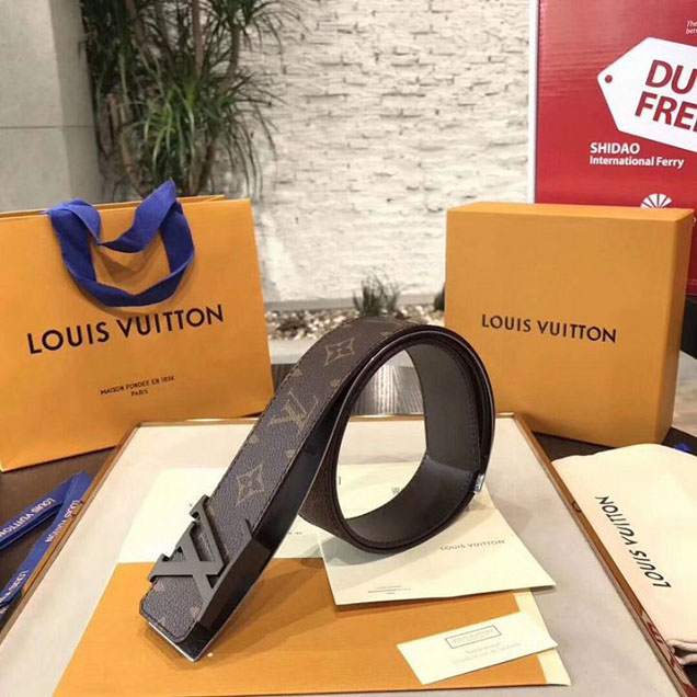 Louis Vuitton LV Initiales Reversible 40MM Belt Monogram Macassar Canvas Calfskin Leather Spring Summer 2018 Collection M9821S Brown