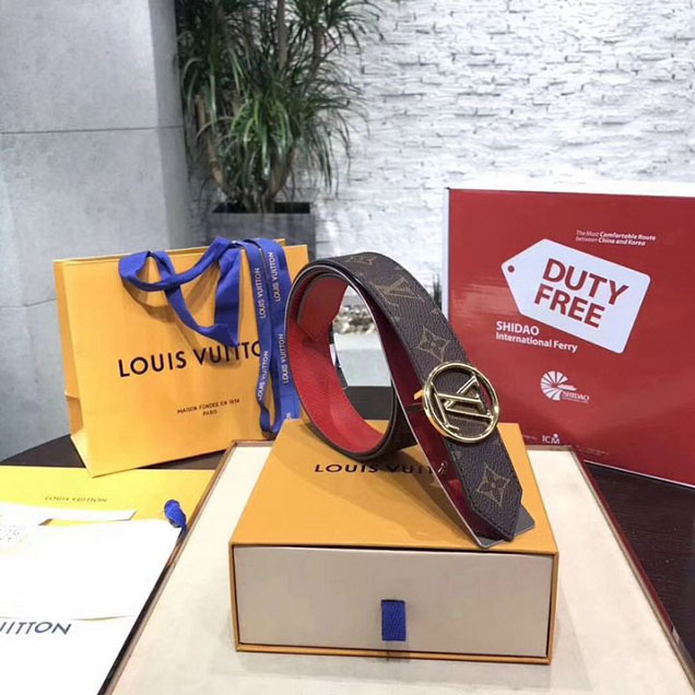 Louis Vuitton LV Circle Reversible Epi 35MM Belt Monogram Canvas Gold Hardware Spring Summer 2018 Collection M9936V Coquelicot