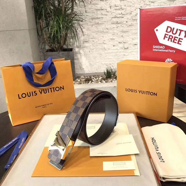 Louis Vuitton LV Initiales 40MM Belt Damier Ebene Canvas Gold Hardware Spring Summer 2018 Collection M9609W Ebene