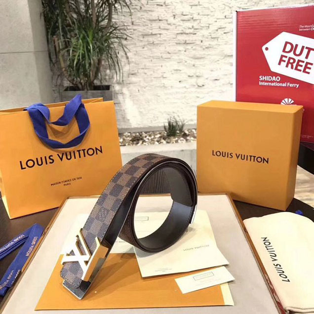 Louis Vuitton LV Initiales 40MM Belt Damier Ebene Canvas Brushed Gold Hardware Spring Summer 2018 Collection M9609W Ebene