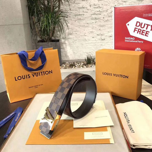 Louis Vuitton LV Initiales Epi 35MM Belt Damier Ebene Canvas Gold Hardware Spring Summer 2018 Collection M9608W Ebene