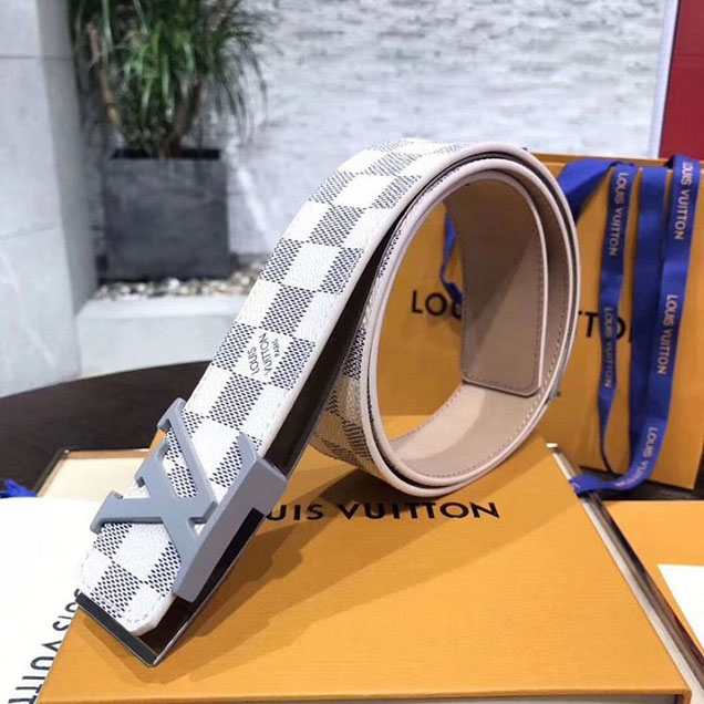 Louis Vuitton LV Initiales 40MM Belt Damier Azur Canvas Matte Grey Hardware Spring Summer 2018 Collection M9609W Azur