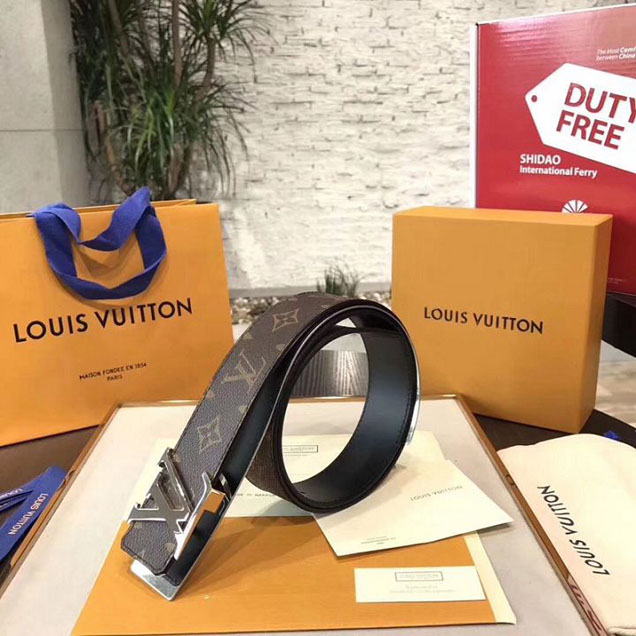 Louis Vuitton LV Initiales 40MM Belt Monogram Eclipse Canvas Silver Hardware Spring Summer 2018 Collection M9609W Black