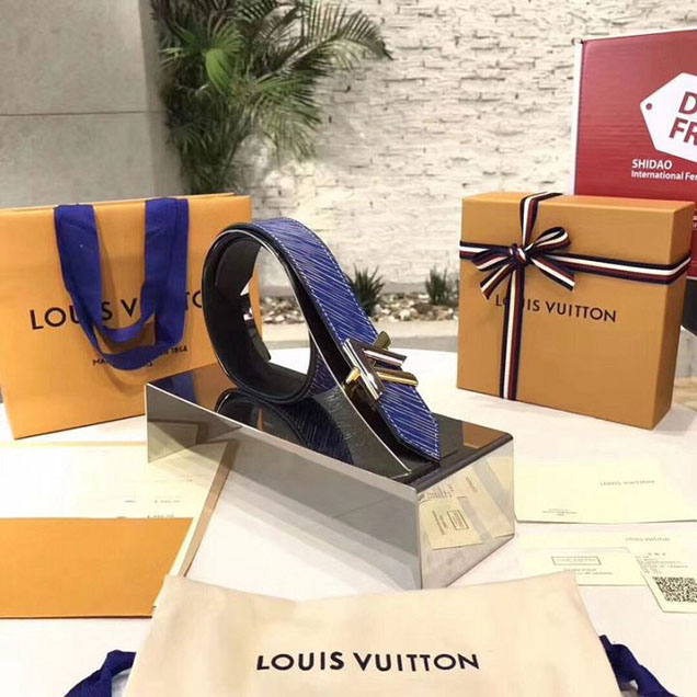 Louis Vuitton LV Twist 30MM Belt Epi Canvas Calfskin Leather Spring Summer 2018 Collection M9945W Blue