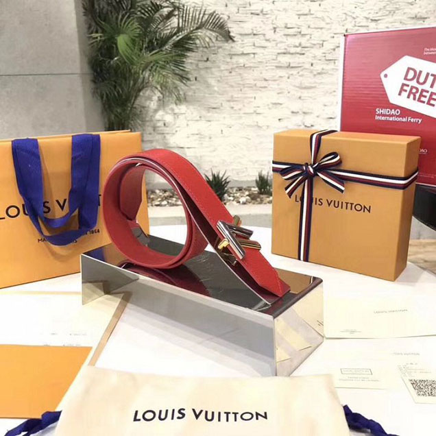 Louis Vuitton LV Twist 30MM Belt Epi Canvas Calfskin Leather Spring Summer 2018 Collection M9945W Red