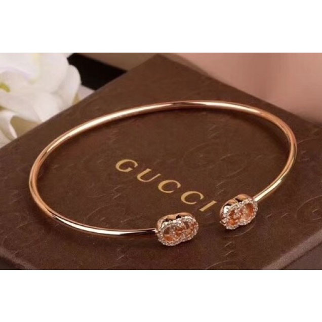 Gucci GG Running Cuff Bracelet With Diamonds 481662 Gold 2018