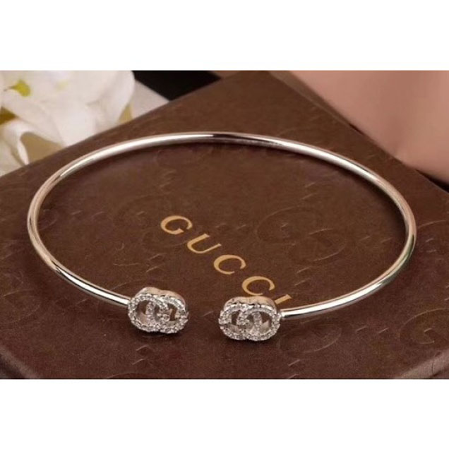 Gucci GG Running Cuff Bracelet With Diamonds 481662 Silver 2018