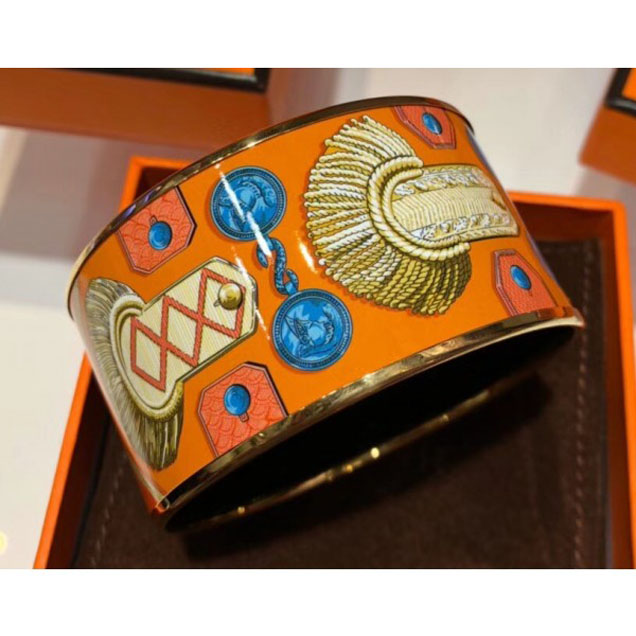 Hermes Extra Wide Bracelet In Printed Enamel Bangle 02