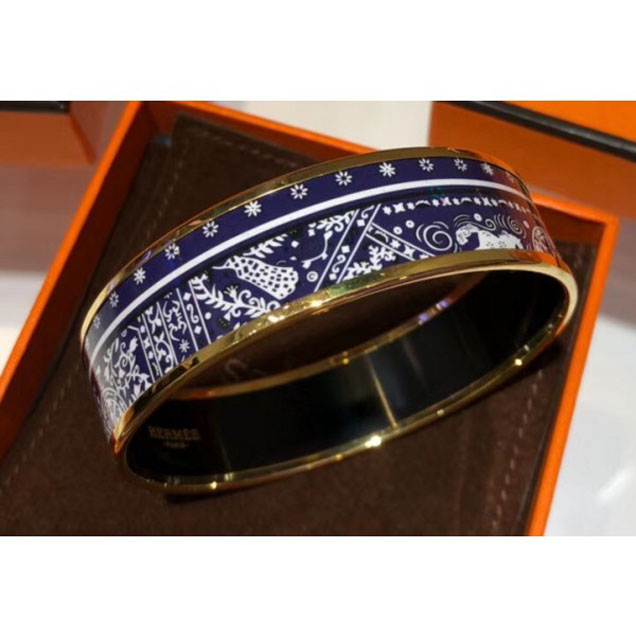 Hermes Wide Bracelet In Printed Enamel Bangle 01