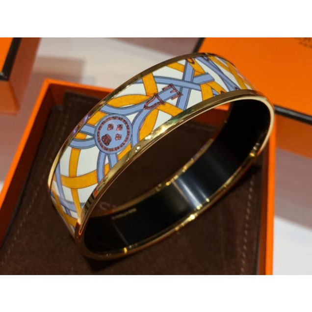 Hermes Wide Bracelet In Printed Enamel Bangle 04