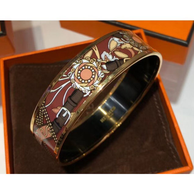 Hermes Wide Bracelet In Printed Enamel Bangle 05