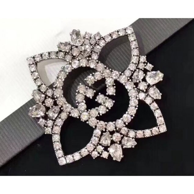 Gucci Crystal Interlocking G Flower Brooch 529052 2018