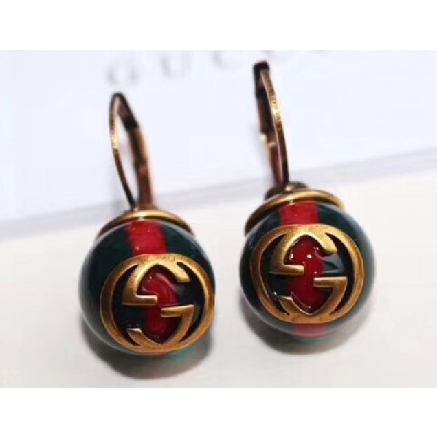 Gucci Green and Red Web Earrings 527136 2018