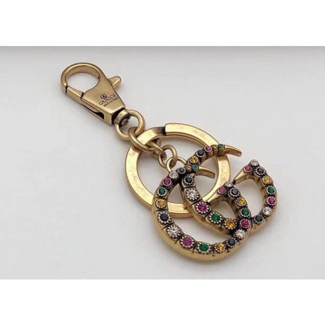 Gucci Multicolor Crystals Double G Key Ring Bag Charm 2018