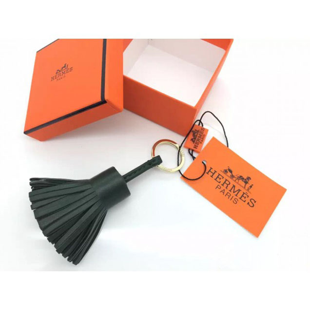 Hermes Calfskin Key Chain Dark Green/Sky Blue/Grass-green/Orange/Grey Collection