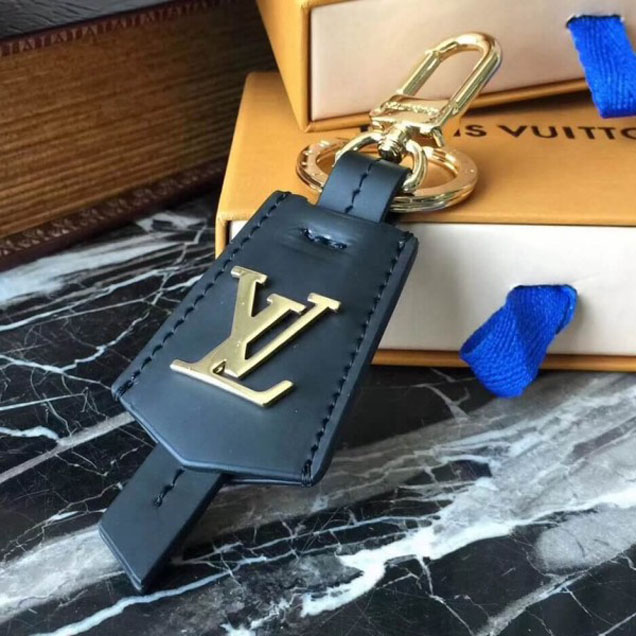 Louis Vuitton LV Cloches-cles Bag Charm and Key Hodler Black Leather 2018(Gold-tone Metal) Collection