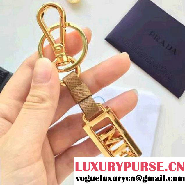 Prada Saffiano Leather & Steel Keyholder Brown (HY-7021308 )