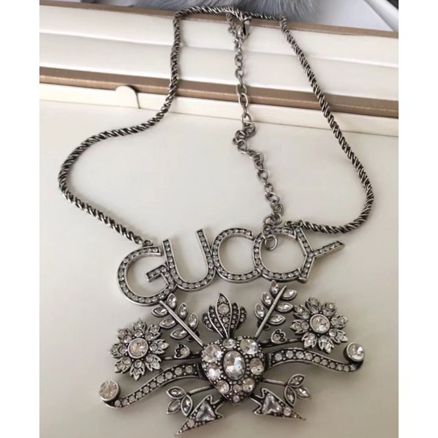 Gucci Guccy Crystal Pendant Necklace 525206 2018