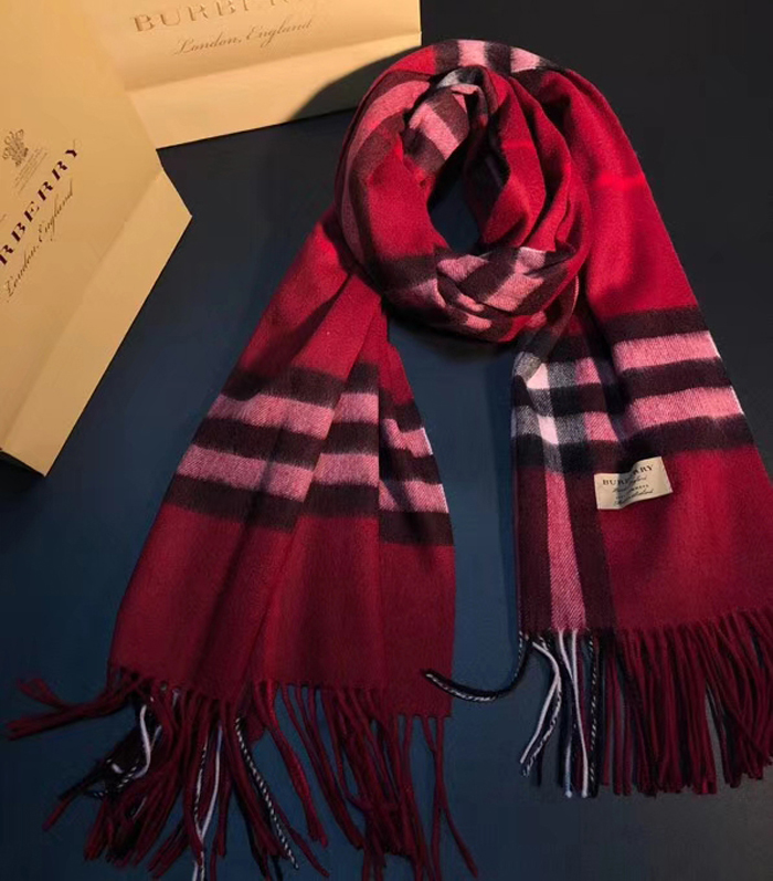 Burberry Classic Check Cashmere Scarf Red