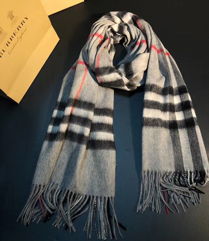 Burberry Classic Check Cashmere Scarf Gray