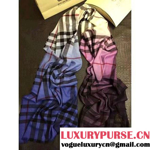 Burberry Check Ombre Wool Silk Scarf Lupin 2015 (GD-102107 )