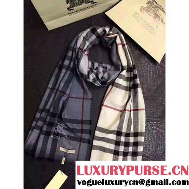 Burberry Check Ombre Wool Silk Scarf Ivory 2015 (GD-102108 )