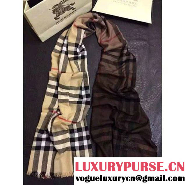 Burberry Check Ombre Wool Silk Scarf Camel 2015 (GD-102109 )