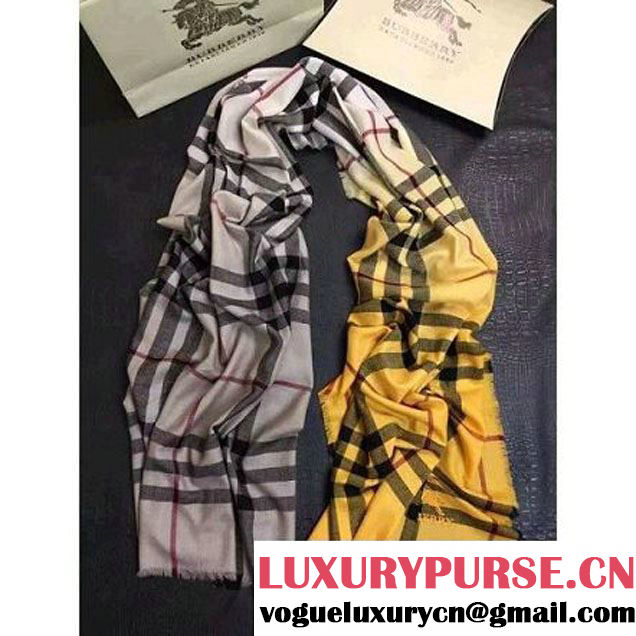 Burberry Check Ombre Wool Silk Scarf Yellow 2015 (GD-102110 )