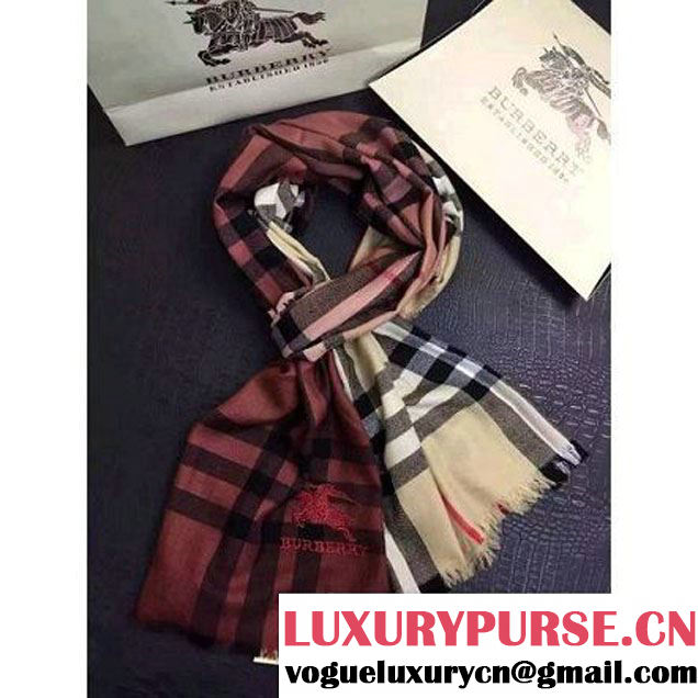 Burberry Check Ombre Wool Silk Scarf Smoked 2015 (GD-102111 )