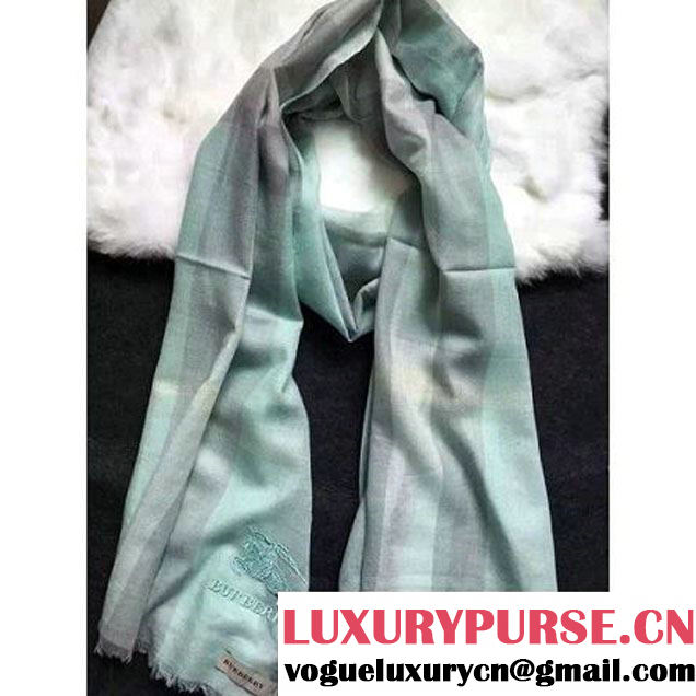 Burberry Check Cashmere Scarf Light Green (GD-102112 )