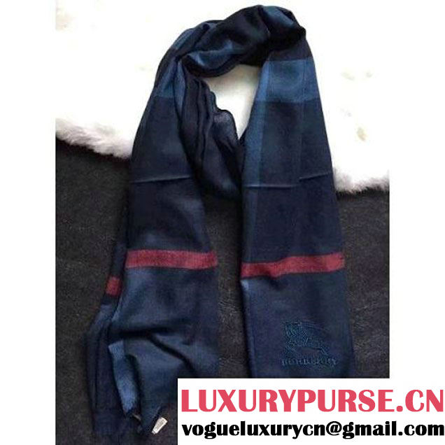 Burberry Check Cashmere Scarf Blue (GD-102114 )