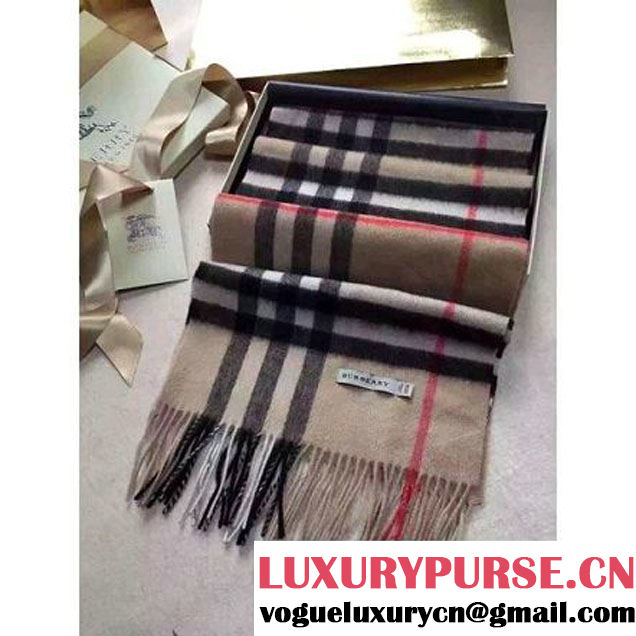 Burberry The Classic Cashmere Scarf In Camel Check (GD-102117 )