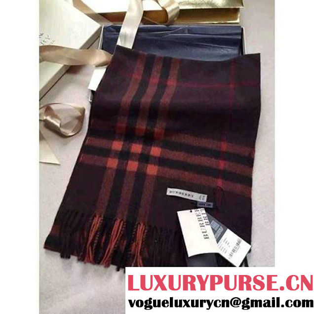 Burberry The Classic Cashmere Scarf In Burgundy Check (GD-102118 )