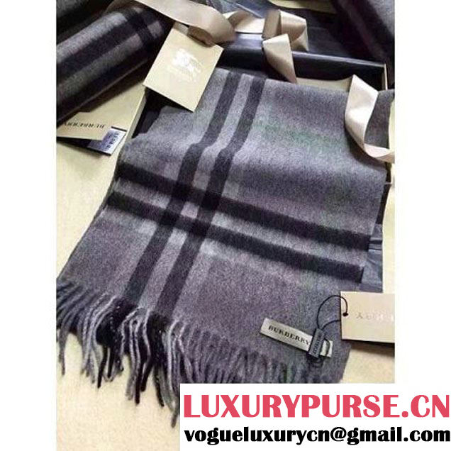 Burberry The Classic Cashmere Scarf In Deep Grey Check (GD-102119 )