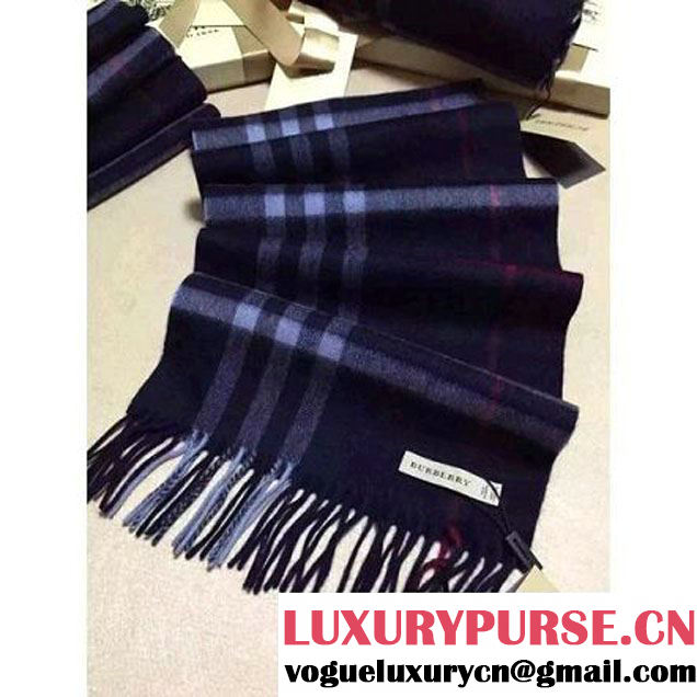 Burberry The Classic Cashmere Scarf In Blue Check (GD-102120 )