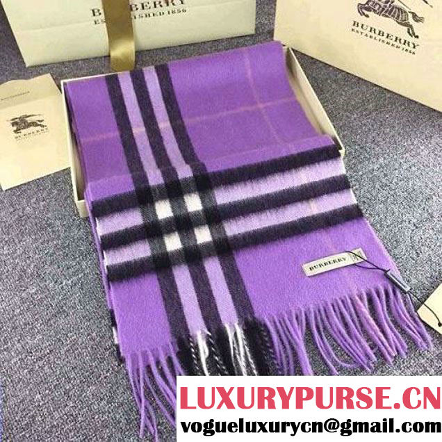 Burberry The Classic Cashmere Scarf In Purple Check (GD-102122 )