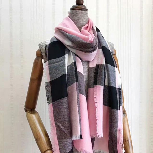 Burberry Check Cashmere Scarf Pink