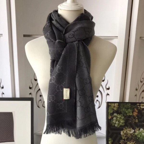 Gucci Wool Scarf Black 412018 Collection