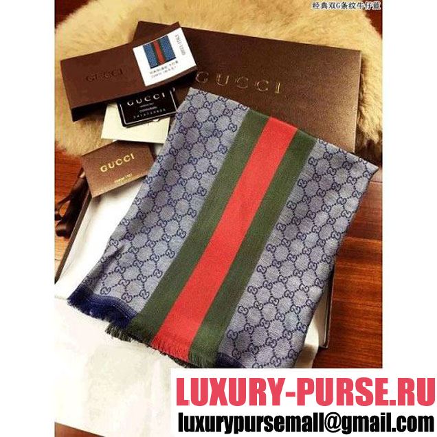 Gucci Classic Silk Wool Scarf Blue (SS-110507 )