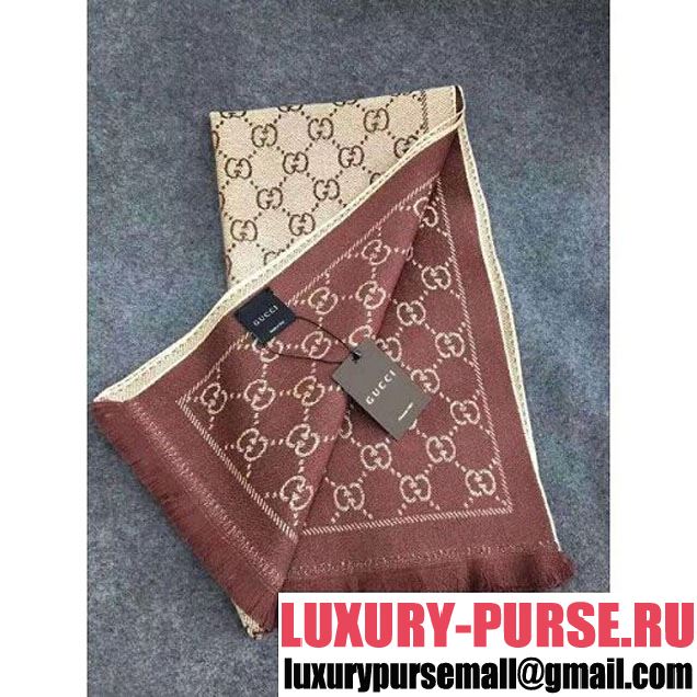 Gucci GG Jacquard Wool Scarf Brown 2015 (SS-110508 )