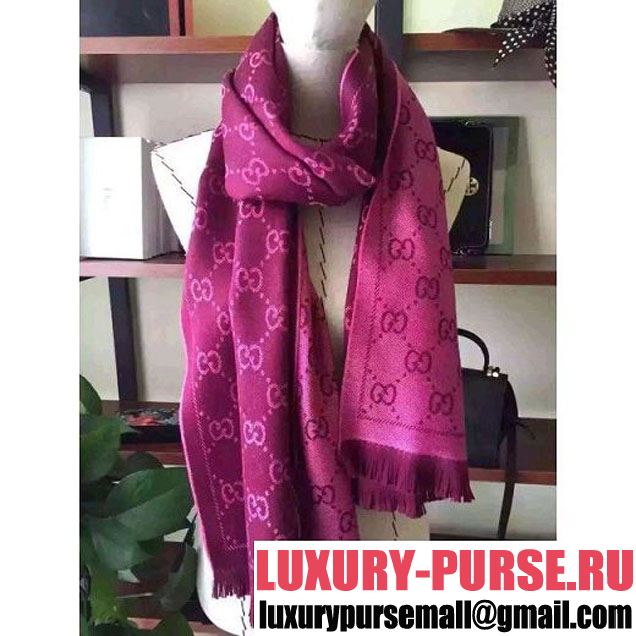 Gucci GG Jacquard Wool Scarf Rosy 2015 (SS-110509 )