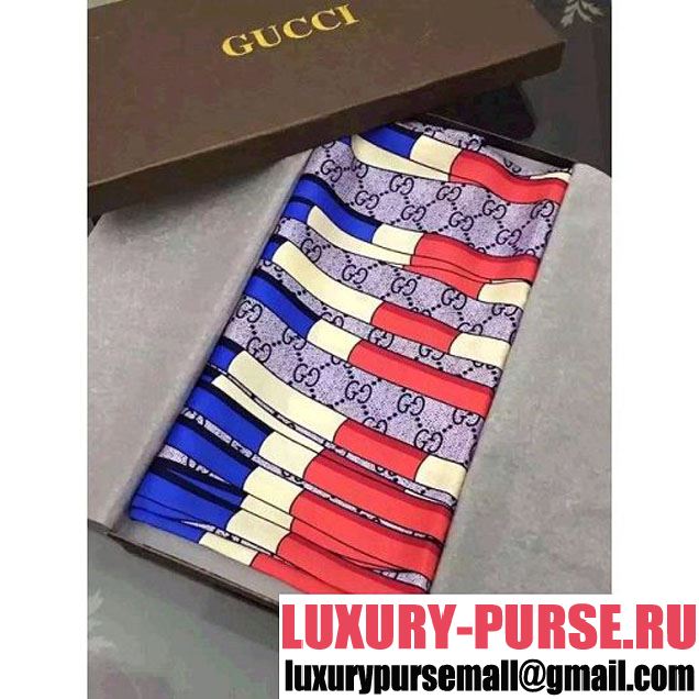 Gucci Silk Twill Print Scarf 锛?锛塀lue 2016 (A0-6033032 )